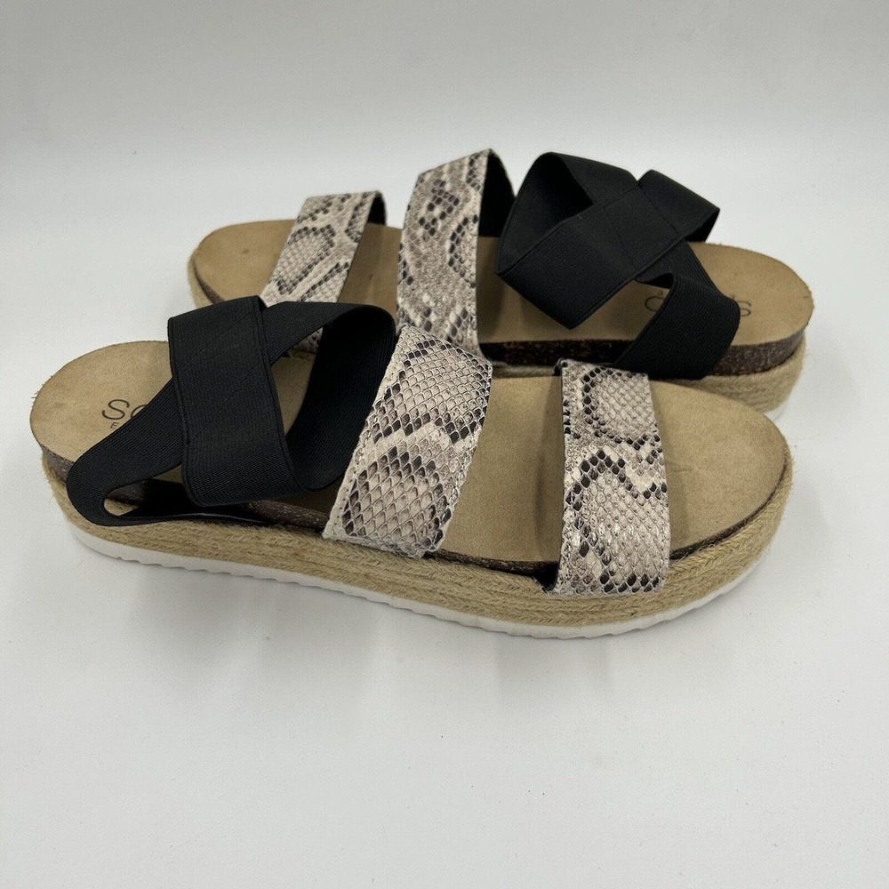 Soho Elite‎ Sandals Womens Size 10 Faux Snake Strappy Espadrille Platform Cork